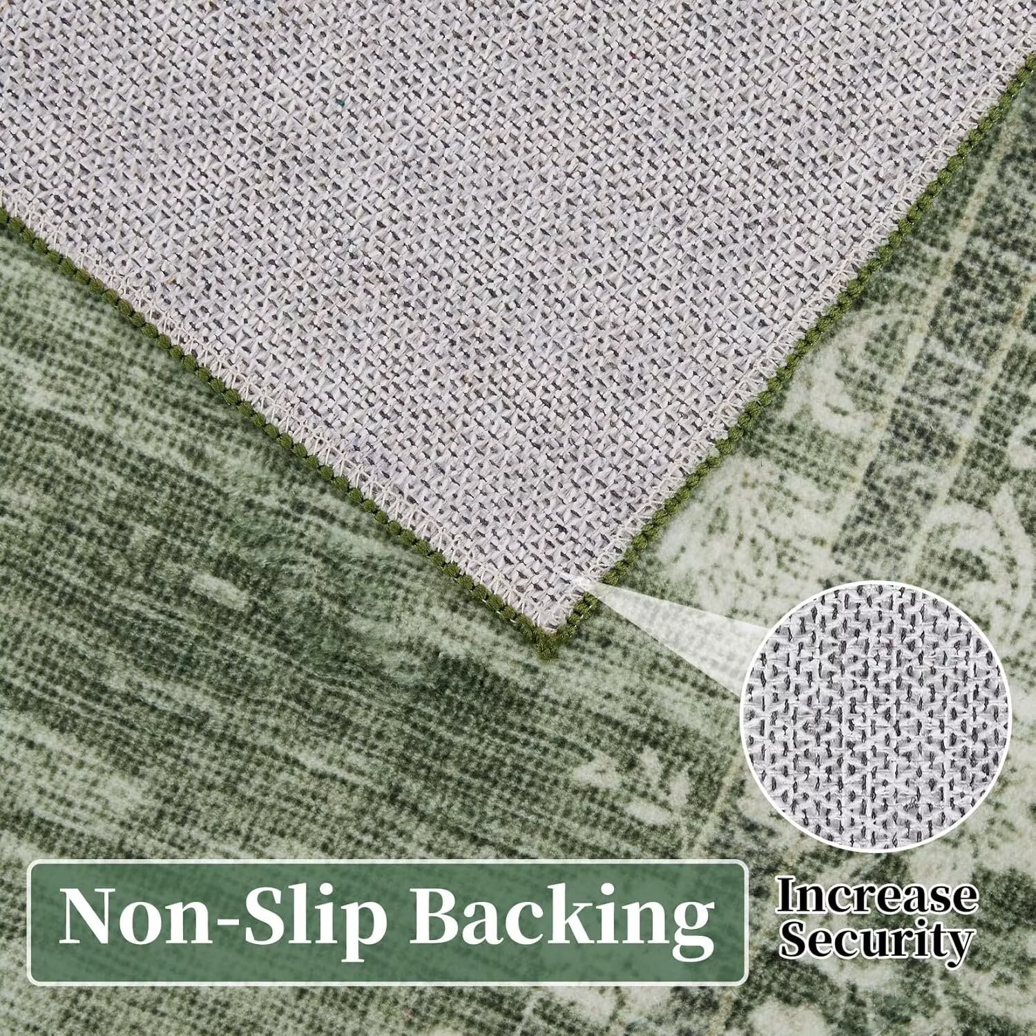 GlowSol 2'x6' Hallway Runner Rug Modern Floral Border Runners Rug Low Pile Non Slip Bedroom Rug Soft Accent Runner Rugs for Kitchen Laundry, Green