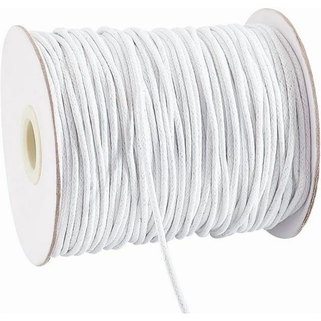 Cordón encerado de 2 mm, 100 yardas de hilo de algodón encerado blanco, cordón encerado, hilo para abalorios encerado, cordel.