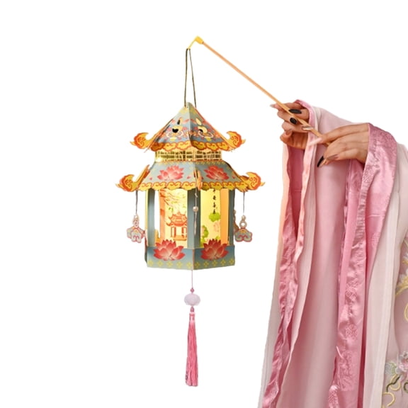 Elegant Handcrafted DIY Mid Autumn Festival Lantern Set Traditional Chinese Palace Style Hangings with Button Designs