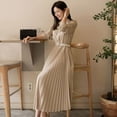 thumbnail image 4 of PIKADINGNIS Elegant High Waist Pleated Dress Women Korean Fashion with Belt Shirt Dresses Female Autumn Long Sleeve Midi Dress, 4 of 6