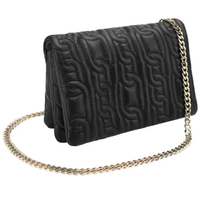 Bolsa Cross Body Hollyland Negra Acolchada con Correa de Cadena Dorada dama
