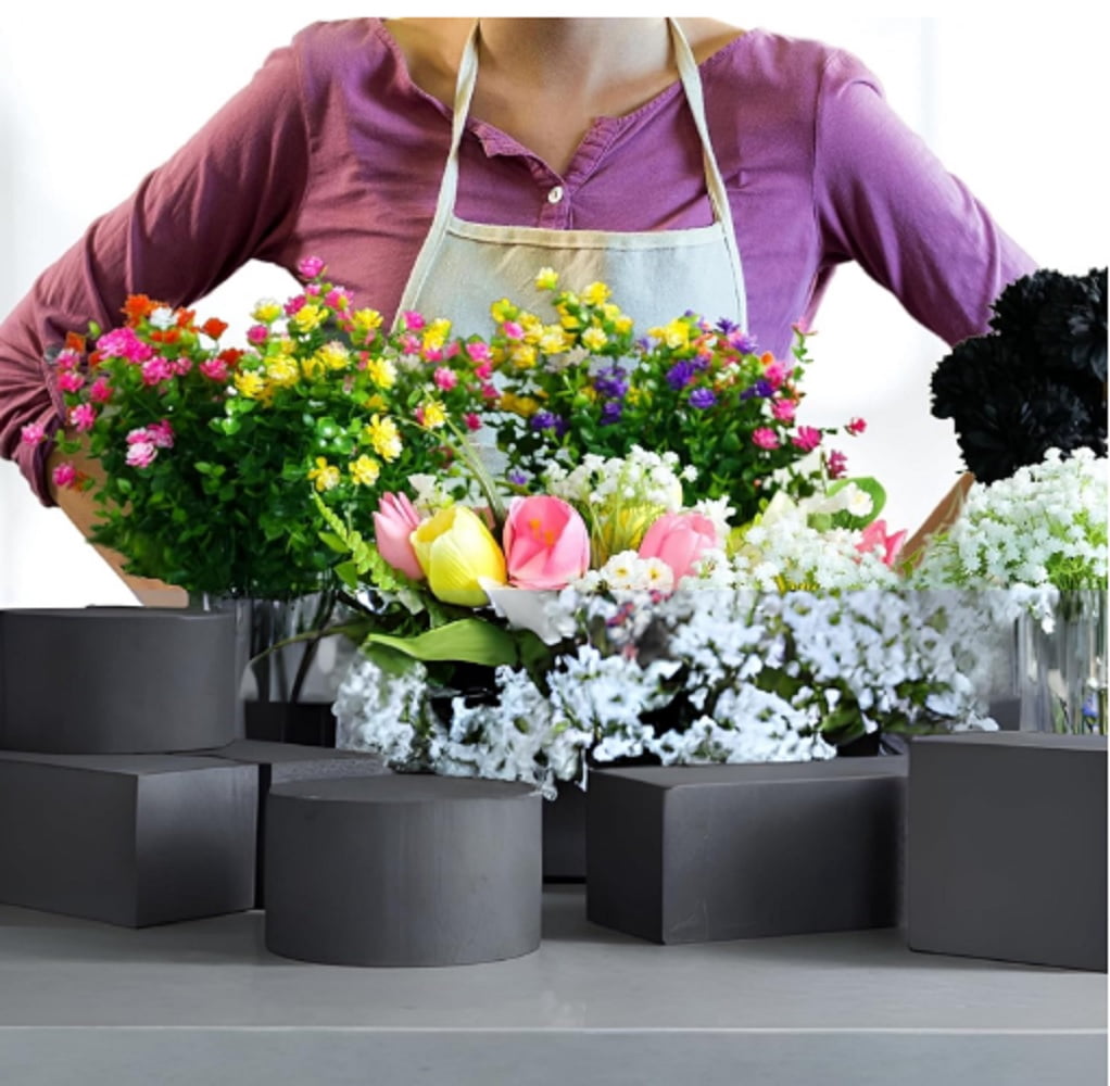 XCEL Floral Foam Block Unlike Any Other - Reusable Floral Blocks Flower Foam for Artificial Flower Arrangements (Gray - 5" x 3" Round (6 Pack))