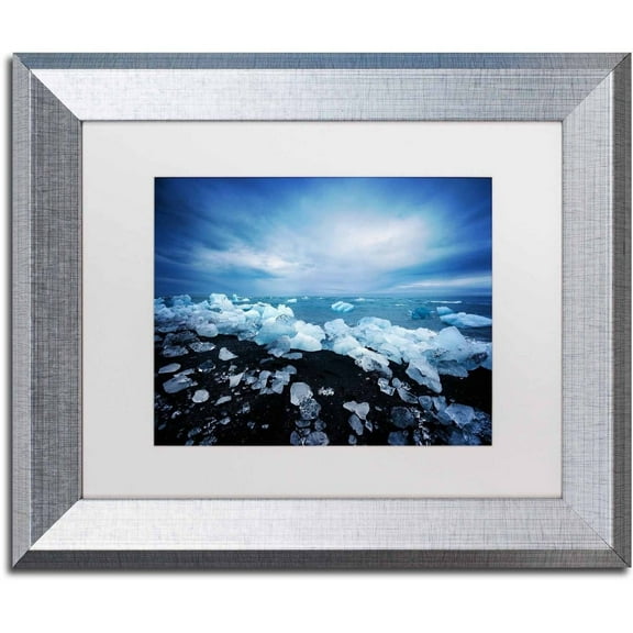 Trademark Fine Art 'Land of Ice' Canvas Art by Philippe Sainte-Laudy, White Matte, Silver Frame