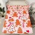 thumbnail image 2 of Manfei Cute Christmas Tree Bed Sheets,Red Candy Cane King Sheets,Cartoon Gingerbread House Sheet Set For Girls,Ultra Soft Home Decor,4 Pieces, 2 of 7