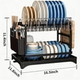 thumbnail image 2 of Large 2 Tier Dish Drying Rack with Drainboard, Rustproof Stainless Steel Kitchen Dish Drainer Set with Utensil/Cup/Cutting Board Holder, Space Saving Countertop Organizer, Black, 2 of 6