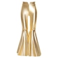 thumbnail image 6 of Haitryli Girls 2 Piece Dance Set Sequin Crop Top with Split Flare Pants Sparkly Jazz Hip Hop Outfits Disco Party Performance Gold 8, 6 of 7