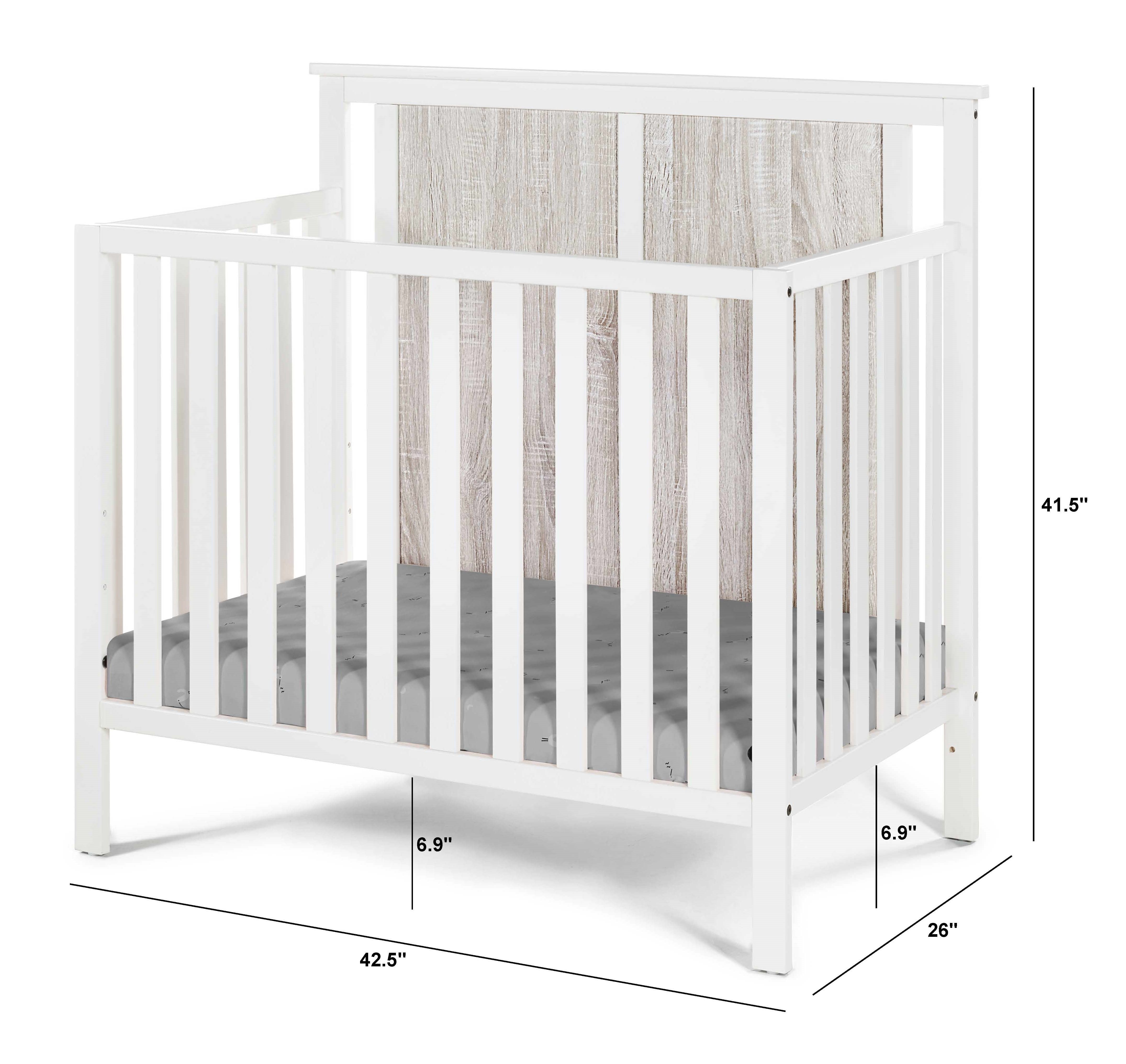 Suite Bebe Connelly Mini Crib with Mattress Pad, Gray & Rockport Gray