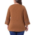 thumbnail image 4 of DARING DIVA Women's Plus Long Sleeve Crochet Panel Blouse 4X Brown, 4 of 6