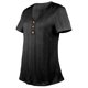 thumbnail image 4 of Gibobby Camiseta con cuello en V para mujer Camiseta manga corta con cuello en V para mujer, informal, holgada, con botones encaje, patrón trenzado(Negro,M), 4 of 5