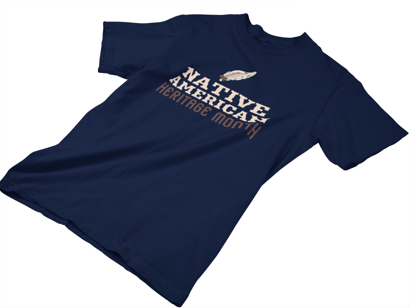 kiMaran Native American Heritage T-Shirt Feather Graphic Unisex Short  Sleeve Tee (Navy M) 