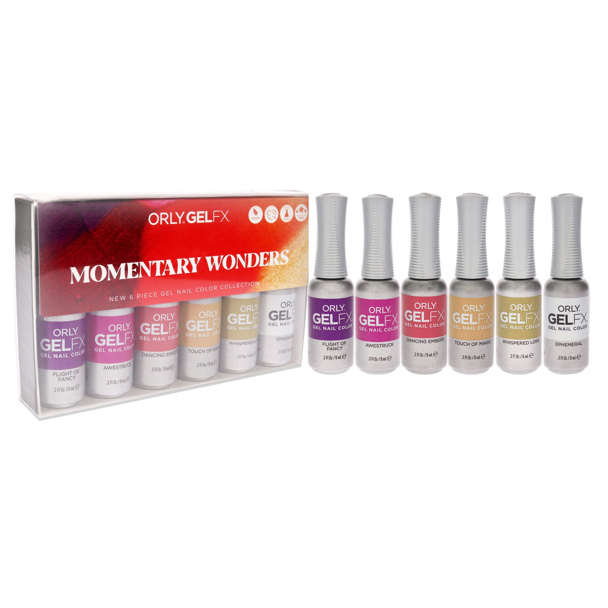 Orly Momentary Wonders Gel Fx Nail Color 6 x 0.3 oz Nail Polish - Dancing Embers, Awestruck, Ephemeral, Flight of Fancy, Touch of Magic, Whispered Lore