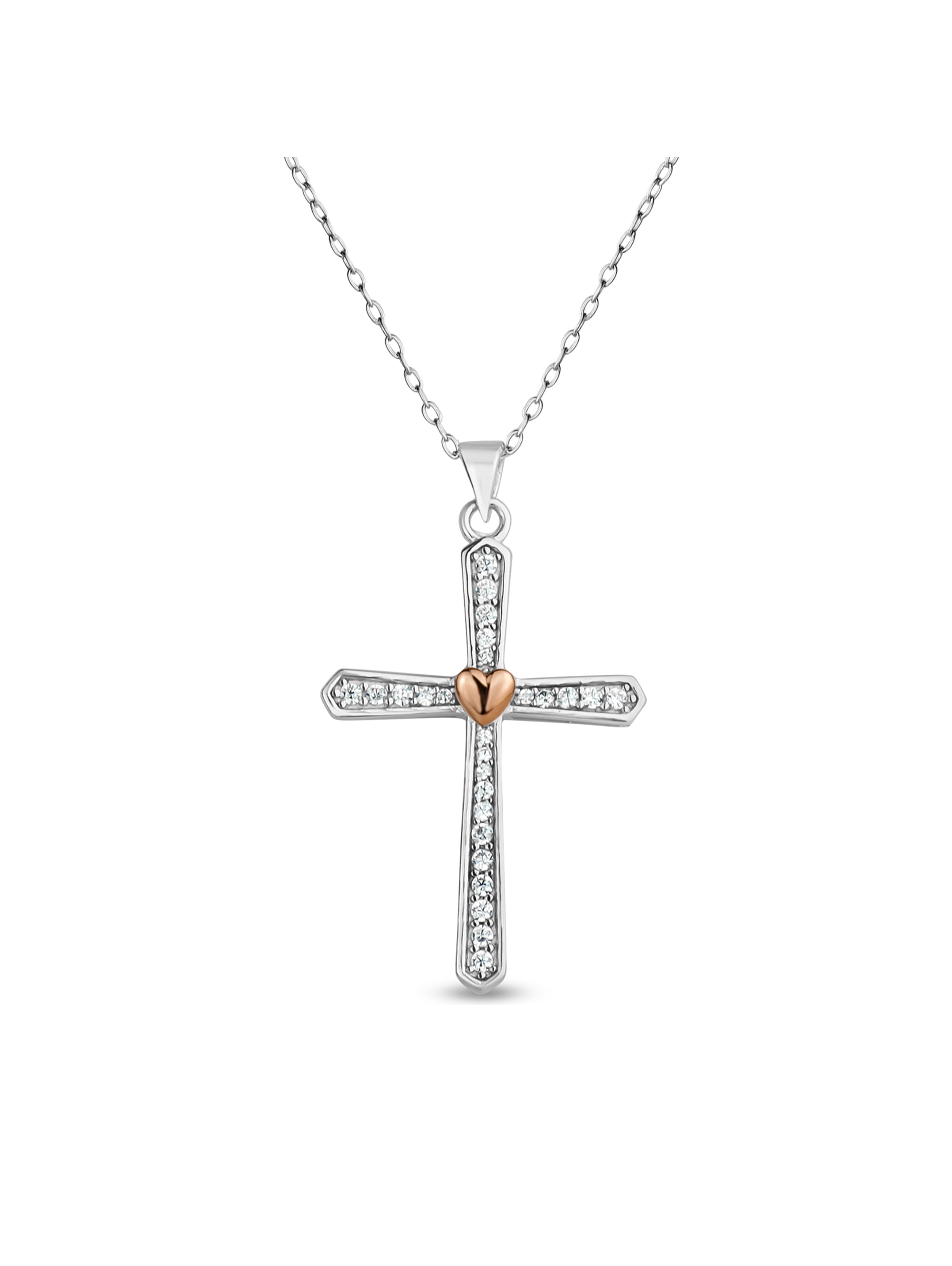 Silver Rose Cross Pendant main image 0