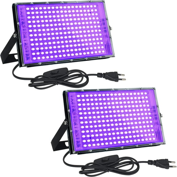 Ouside Waterproof Black UV LED Spotlight, 150W (2 Pack)