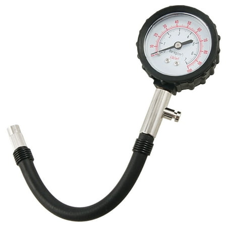 Durable Car Truck Motorcycle 0-100 Psi 0-7 Bar Tire Dial Inflator Gauge  Silver