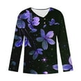 thumbnail image 3 of Juslio Womens Blouses Long Sleeve Button Casual V Neck Tops Blouses Purple XXL, 3 of 5