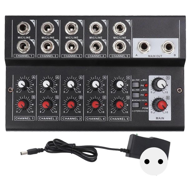 MIX5210 Audio Mixer Digital Mixer 10-Channel Compact Studio Mixer Keyboards Mixer for Home Studio Recording 100‑240V EU Plug