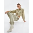 thumbnail image 2 of Buttoned Pocket Detail Elastic Waist Crop Parachute Shirt, 2 of 8