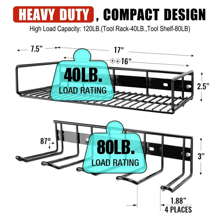 VEVOR Garage Tool Organizer, 300 lbs Max Load Capacity, Wall Mount