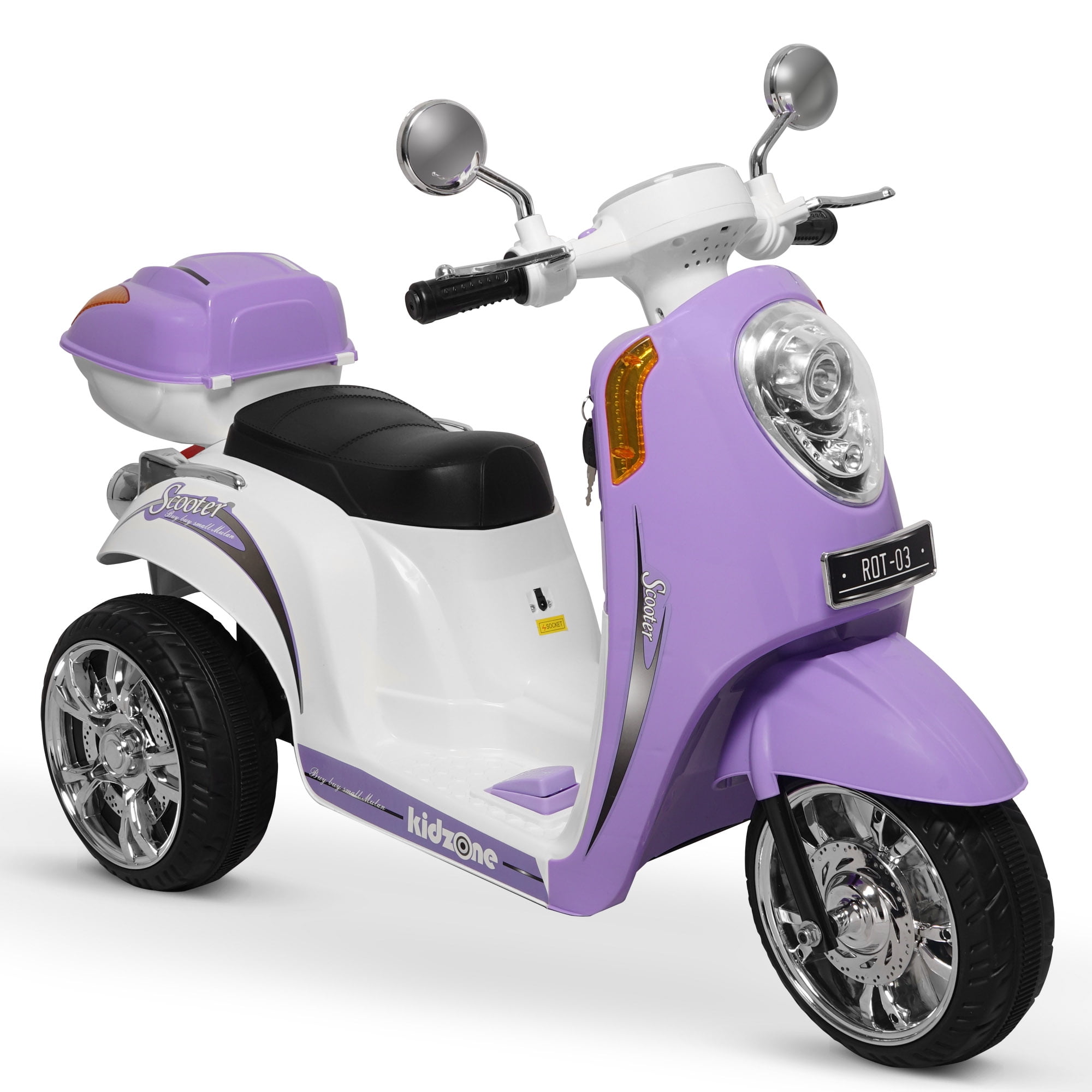 Kidzone Ride On Motorcycle 6V Toy Battery Powered Electric 3 Wheel Power Bicycle With Music, Horn, Headlight