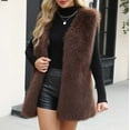 thumbnail image 4 of Ofreoo Women’s Long Faux Fur Coat Warm V-neck Winter Outerwear Sales Coffee XXL, 4 of 9