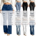 thumbnail image 3 of Miqool Women's High Waisted Flare Jeans Bell Bottom Denim Pants Casual Trousers with Pockets & Button Fly, 3 of 8
