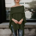 thumbnail image 2 of HJYCHN Elegant Off Shoulder Women's Wraps Asymmetric Hem Blouse Soft Flowy Shawl Top for Style Green M, 2 of 9