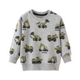 thumbnail image 4 of Suilloe Toddler Boys Hoodless Sweatshirts Cartoon Excavator Print Long Sleeve Hoodies Pullover Casual Round Neck Fashion No Hood Sweatshirt For Toddler And Youth，6-7Y, 4 of 8