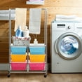 thumbnail image 3 of Costway 6 Drawer Rolling Storage Cart w/Hanging Bar Office School Organizer Multicolor, 3 of 10