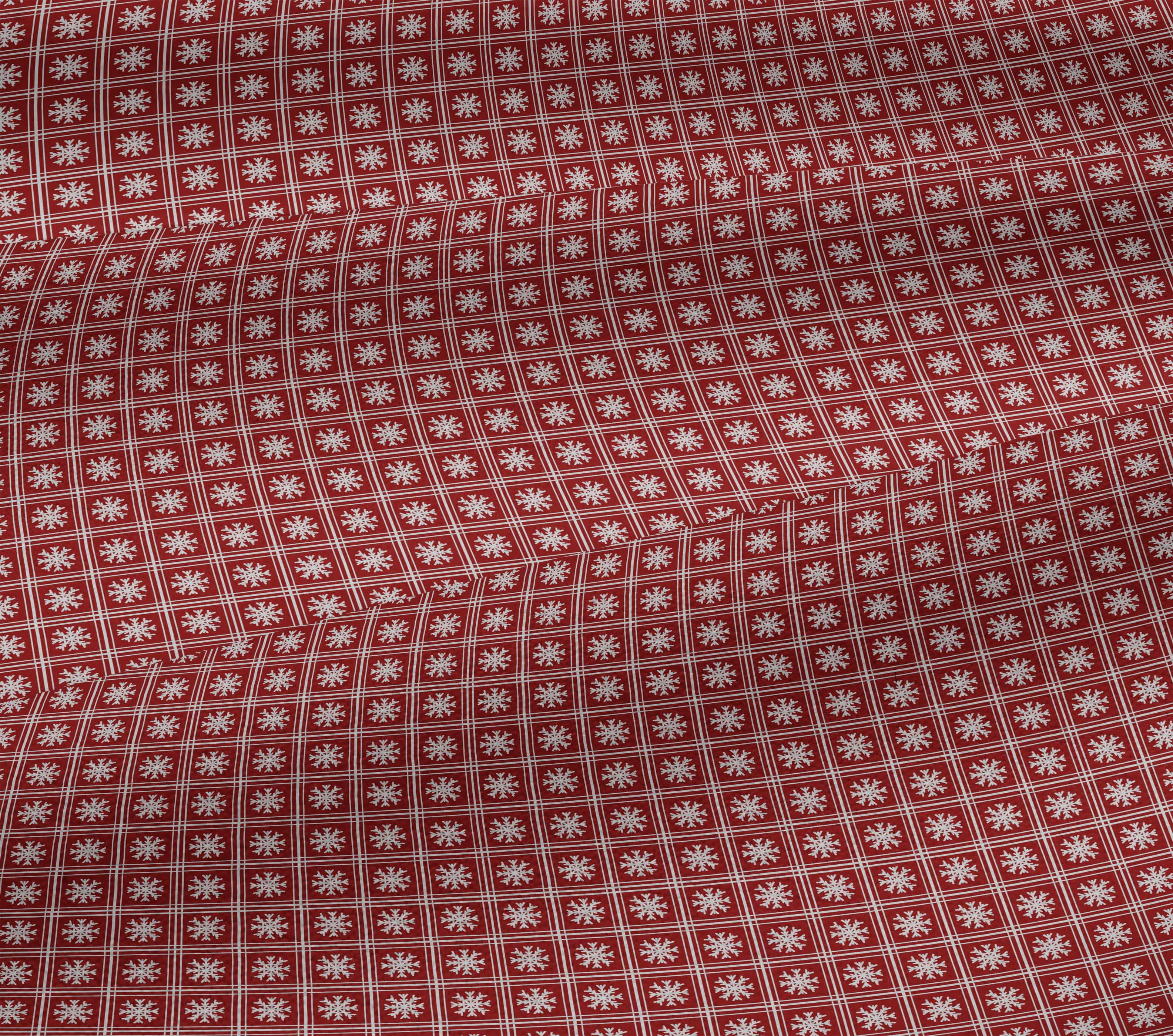 oneOone Cotton Jersey Maroon Fabric Merry Christmas Sewing Material Print Fabric By The Yard 58 Inch Wide