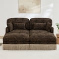 thumbnail image 2 of 69" Chenille Leopard Tassel Deep Seat Loveseat Sofa Couch with 2 Ottoman and 4 Throw Pillows, 2 of 10