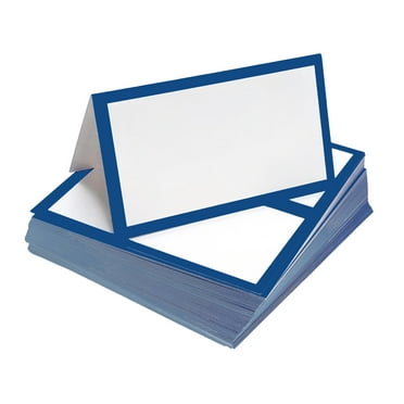 Desert Mercantile Tented Place Cards - 50 pack - Blue Folded Place Cards are ideal as Wedding Place Cards, Buffet Food Label, Banquet tables, Cocktail Parties, and Name Cards.
