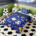 thumbnail image 3 of Erosebridal Blue Soccer Pattern Twin Comforter Sets, Cute Sport Bedding Set for Boys and Girls, Navy Reversible 2-Piece, 1 Comforter and 1 Pillowcase, 3 of 6