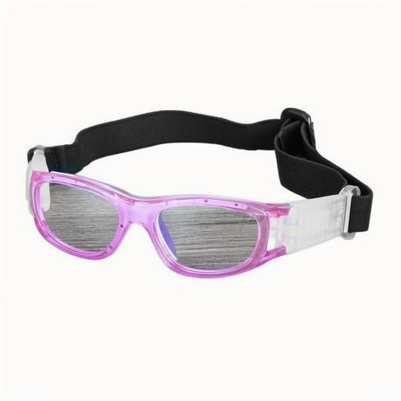 Kids Sports Goggles, Polycarbonate Lens Adjustable Strap for Basketball Football Hockey Baseball Volleyball Cycling Ages kids（Transparent purple frame）