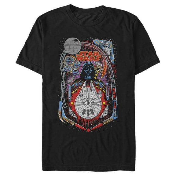 Men's Star Wars Darth Vader Death Star Pinball Graphic Tee Black Large