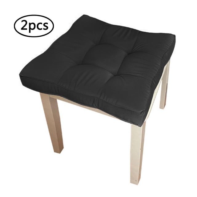 Cojines de Asiento de 2 Piezas Cojín de Silla de Impermeable para Interiores Y Exteriores, Tatami, Poliéster de , 17,7x17,7x2,75 Negro DYNWAVEMX Cojines de asiento