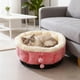 thumbnail image 5 of Cama redonda y suave para perros y gatos | Cuna acogedora de piel sintética con borde elevado | Cojín de descanso de apoyo para razas pequeñas, medianas y grandes, 5 of 6