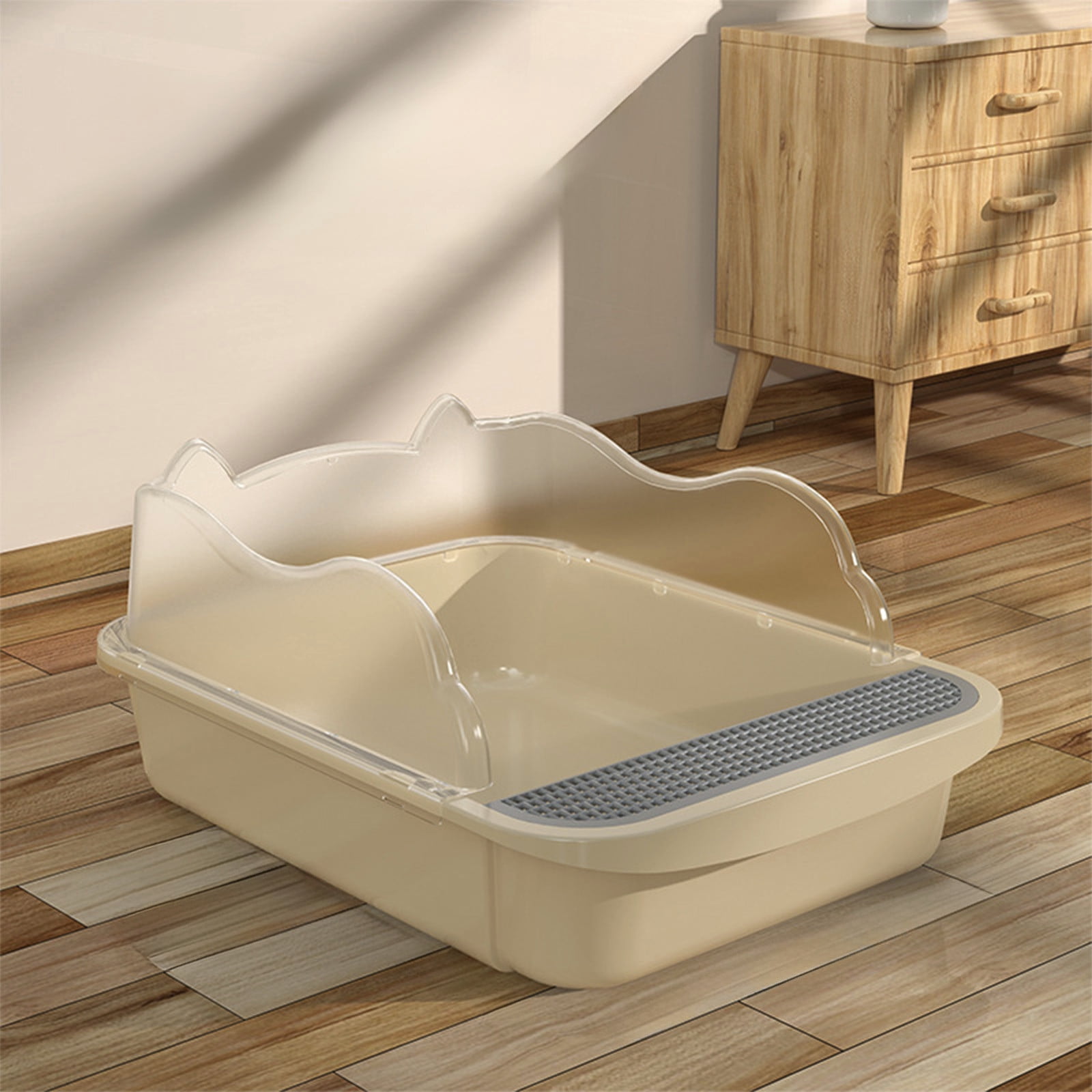 Msgweeeg Semi Enclosed High Bar Cats Litter Box Splash Proof Design with Cat Shovel Easy Clean Comfortable for Home Neat Hygiene Odor Control for Multiple Cats Modern Style