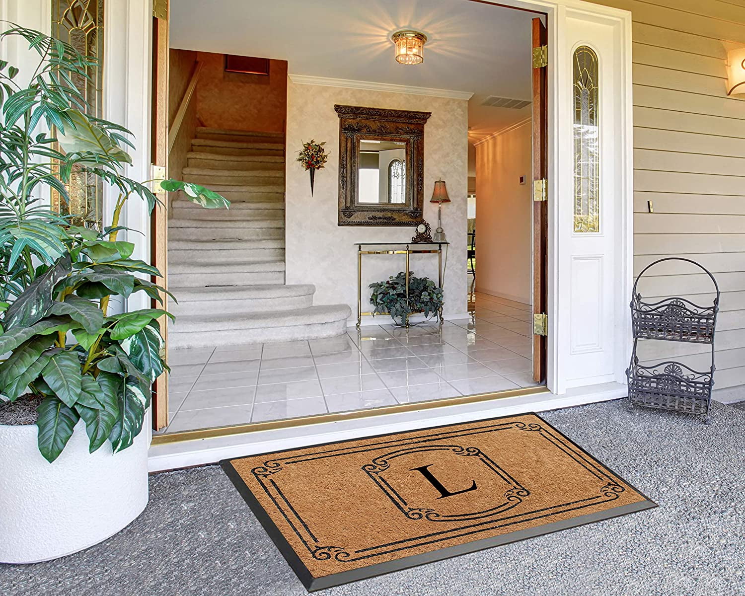 A1 Home Collections Rubber and Coir Molded Door Mat 30x48 Inch Designer Hand-Crafted ,Personalized ,Double/Single Door Mat