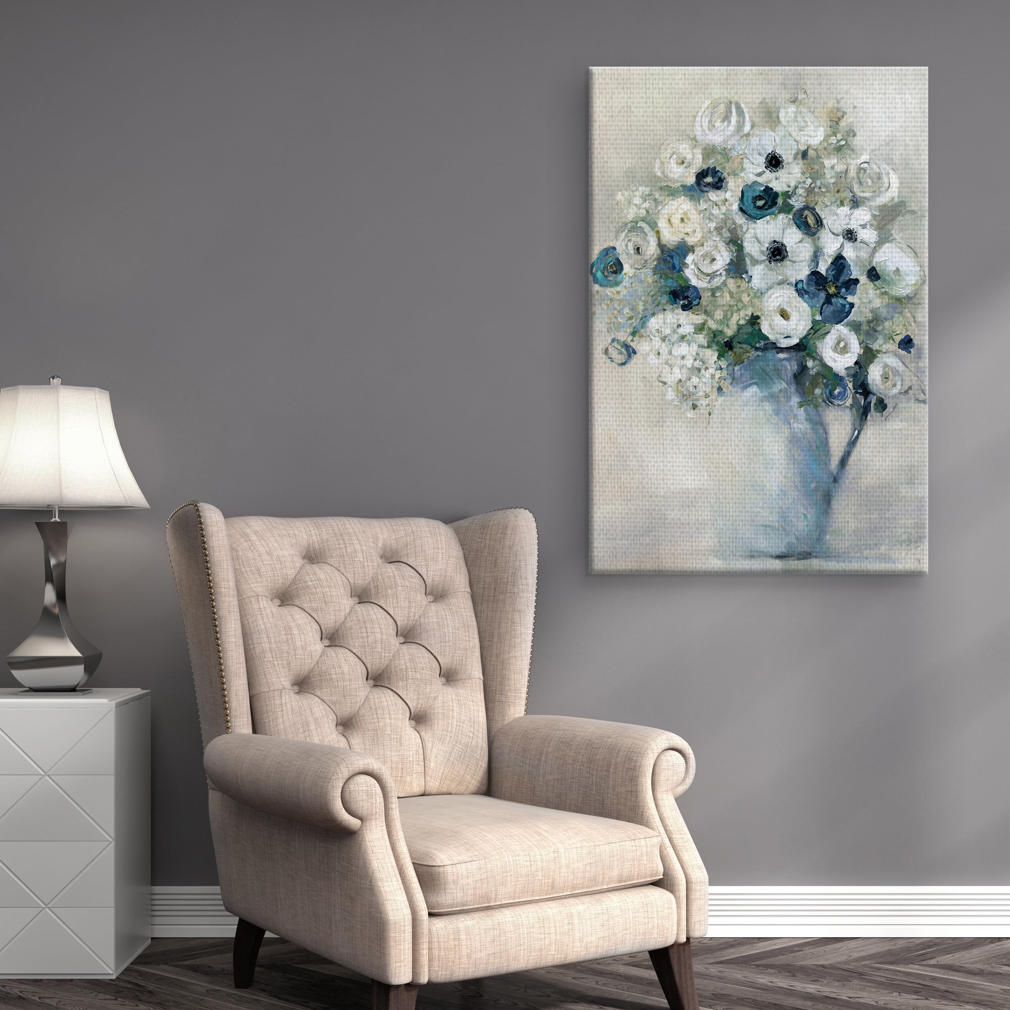 Masterpiece Art Gallery Anemone And Blue Bouqet By Sally Swatland Canvas Art Print 24" x 36"