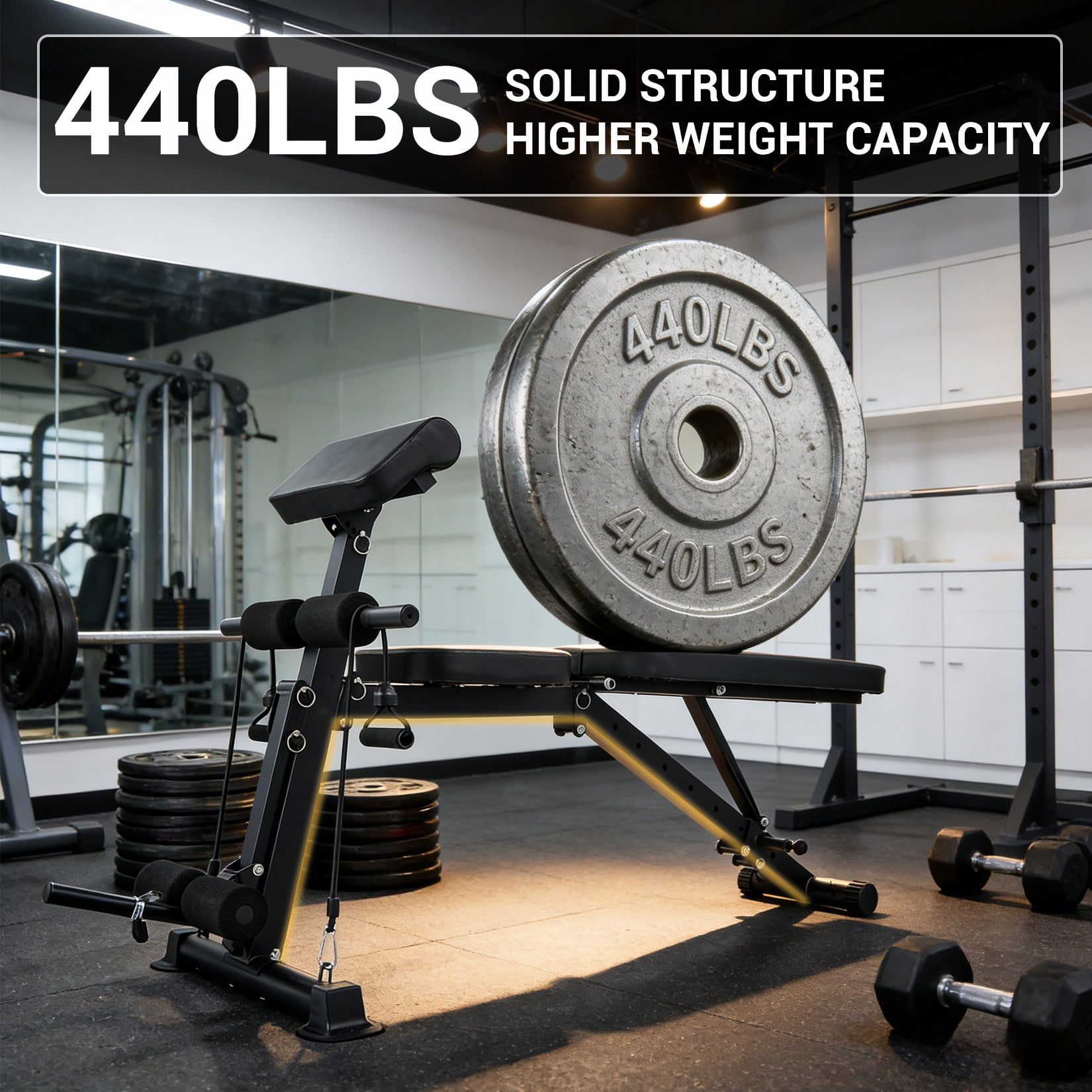 Adjustable Weight Bench, Foldable Flat Incline Decline Workout Bench & All-in-One Home Gym Training Station, Multi-Style & Weight Capacity Optional for Full Body Strength Training
