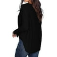 thumbnail image 4 of JWD Womens Loose Blouse Long Sleeve V Neck Button Down T Shirts Tie Front Knot Casual Tops Black XL, 4 of 5