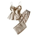 thumbnail image 2 of Women's Sleepwear Night Clothes for Women Sets Womens Pjs Women's Ice Silk Solid Color Fashion Pants Home Pajama Set, 2 of 4