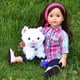 thumbnail image 3 of Sophia's White Plush Kitty Cat and Accessories Set with Leash, Food Bowl, Comb, Toy Ball, Toy Mouse, Bed, Blanket, and Carrier for 18 Dolls, 3 of 5