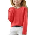 thumbnail image 2 of JTSRKL Kids Girls Long Sleeve V Neck Sweaters Lightweight Casual Solid Color Spring Fashion Pullover Tops Trendy Cozy Knit Thermal Sweater Blouse Watermelon Red 6-7 Years, 2 of 8