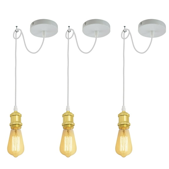 Kiven Farmhouse Iron Pendant Light Fixture 1 Pack, High Ceiling Compatible Pendant Lighting with 9.84FT Wire, Industrial Hardwire Pendant Lighting for Bedroom Kitchen Hallway Home Decor,Bright Gold