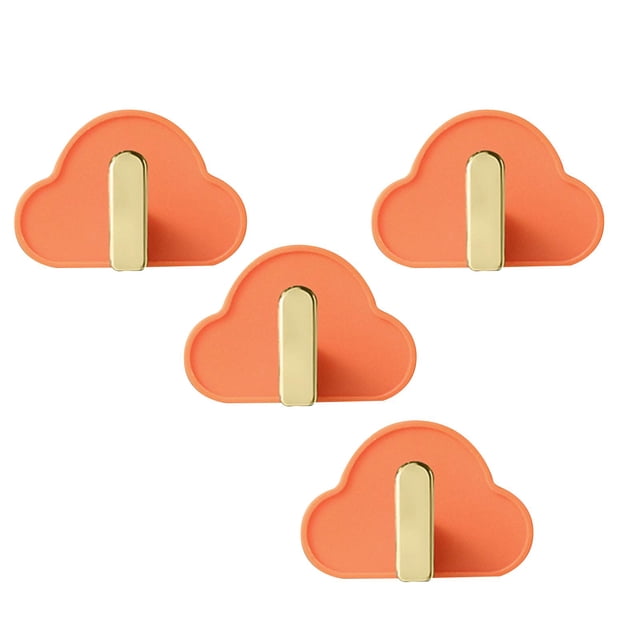 GROWTH TANK 4 Pcs Multifunction Storage Hooks Self Adhesive Flexible Stable Hanging Bathroom Orange