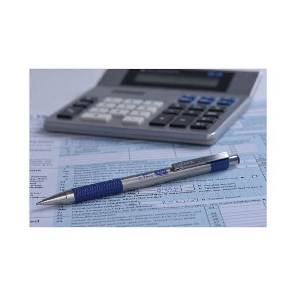 "F-301 Ballpoint Pen, Retractable, Fine 0.7 Mm, Blue Ink, Stainless Steel/blue Barrel, 2/pack | Bundle of 2 Packs"