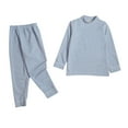 thumbnail image 3 of Loopsun Toddler Thermal Sets, Children's Boys Girls Fall and Winter Solid Seamless Warm Underwear Set Blue,5-6 Years, 3 of 5