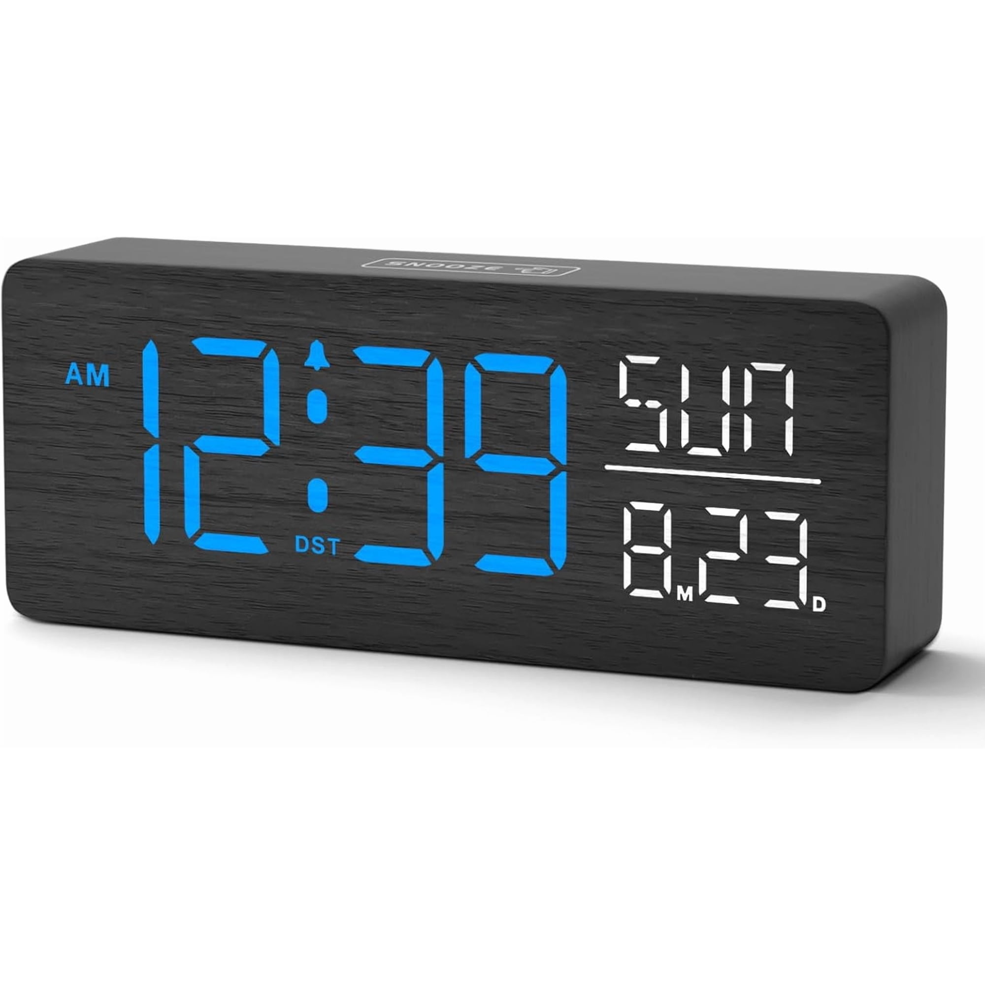 WYSHOP Wooden Digital Alarm Clock Large Display, Textured Decoration