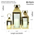 thumbnail image 2 of Allgala 3-PC Set Jumbo Luxury Modern Indoor/Outdoor Hurricane Candle Lantern Set With Chrome Plated Structure and Tempered Glass-Pyramid Top Gold-HD88031, 2 of 4